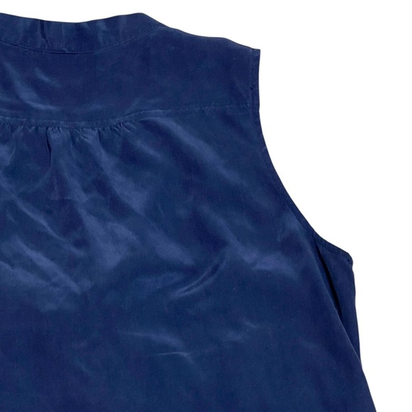 Lilly Pulitzer Raleigh navy blue 100% silk button down tank top with neck tie - Picture 7 of 11